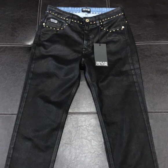 Versace Jeans Couture Slim Coated Jeans with Studs - Picture 3 of 9